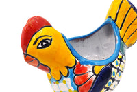 Thumbnail for Mexican Talavera Gallina Chica (Small Chicken) Mexican Planter Pot Hand Painted  Décor Hen Planter - Light Blue Trim