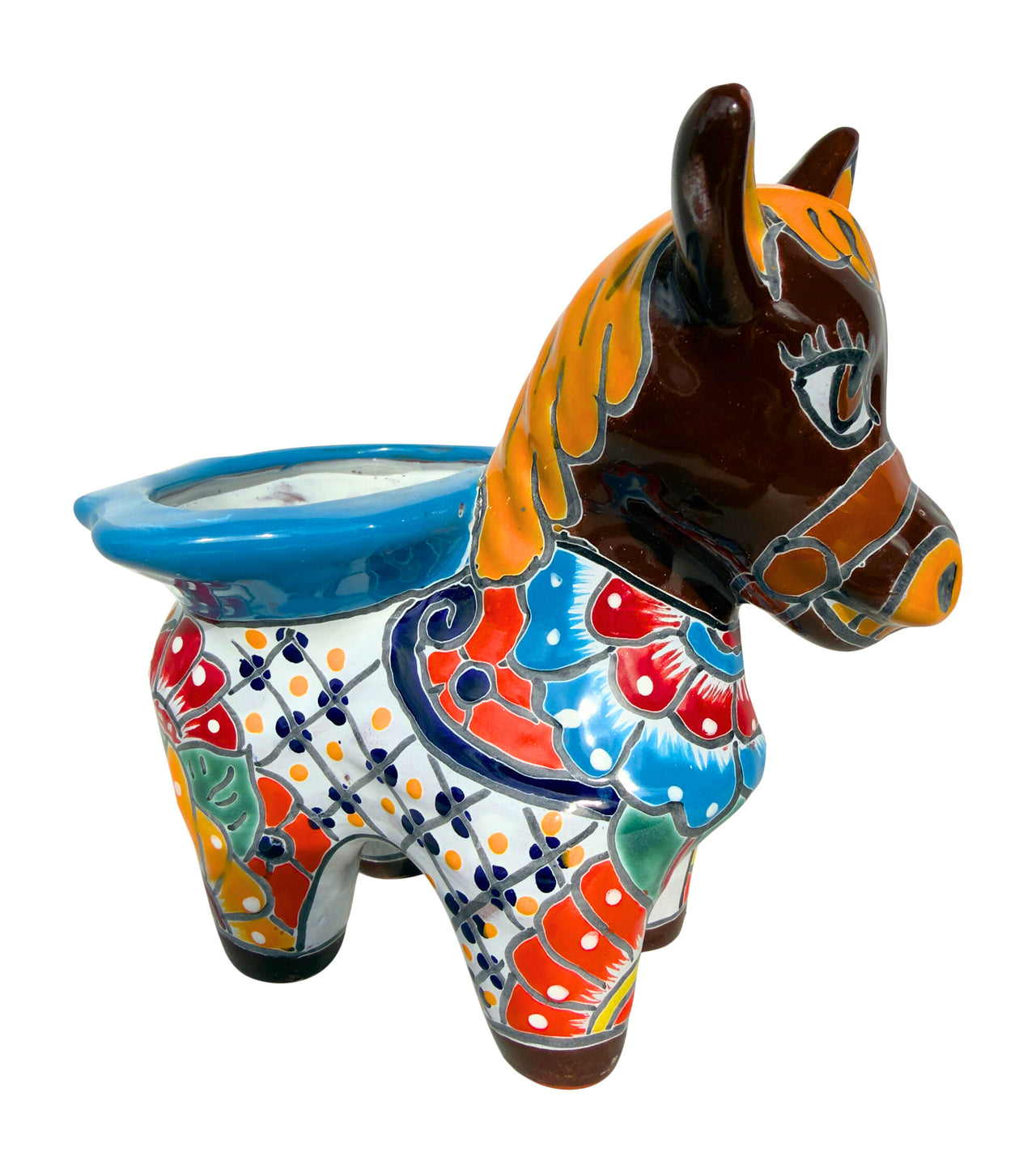 Mexican Talavera Donkey Planter – Hand-Painted Ceramic Burro Pot for Garden, Patio & Home Decor