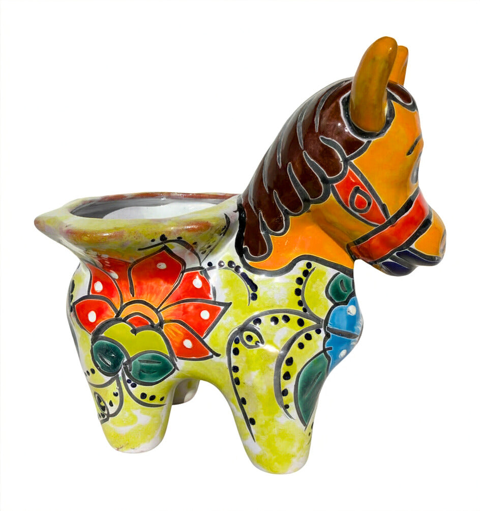 Mexican Talavera Donkey Planter – Hand-Painted Ceramic Burro Pot for Garden, Patio & Home Decor