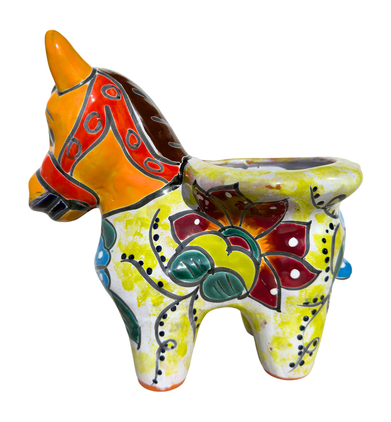 Mexican Talavera Donkey Planter – Hand-Painted Ceramic Burro Pot for Garden, Patio & Home Decor