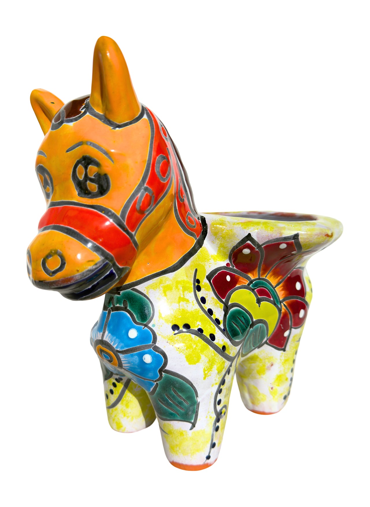 Mexican Talavera Donkey Planter – Hand-Painted Ceramic Burro Pot for Garden, Patio & Home Decor