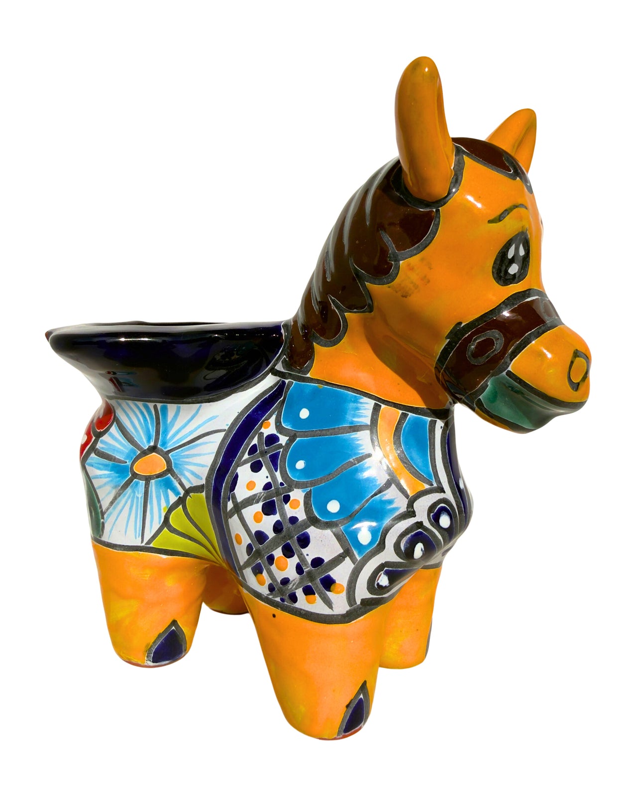 Mexican Talavera Donkey Planter – Hand-Painted Ceramic Burro Pot for Garden, Patio & Home Decor