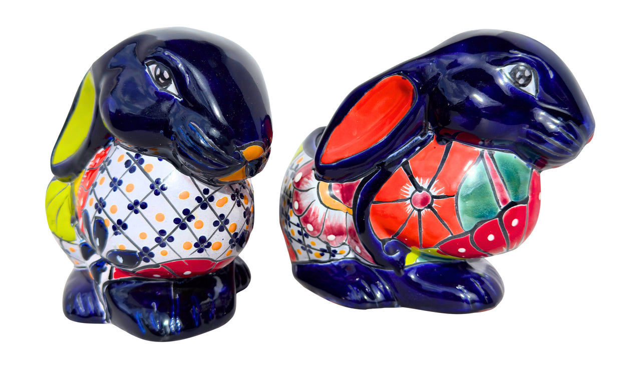 Mexican Talavera Rabbit Planter – Hand-Painted Ceramic Bunny Pot for Garden, Patio & Home Decor