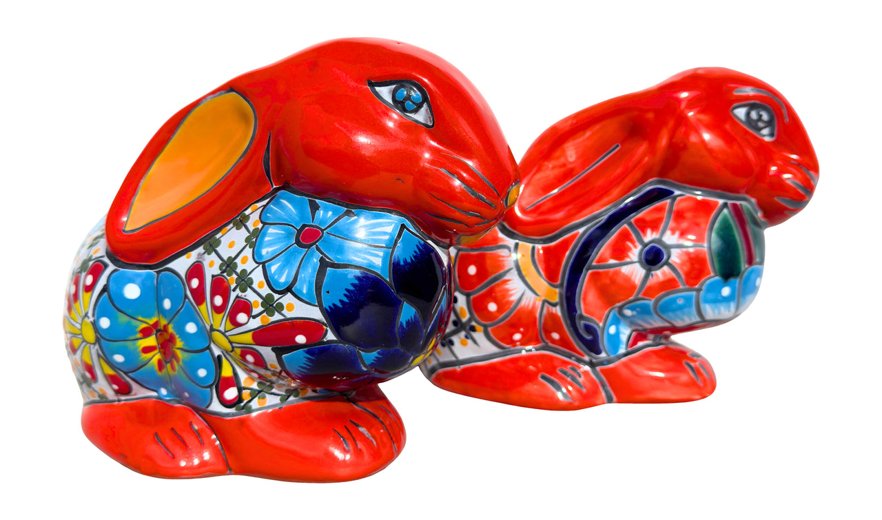 Mexican Talavera Rabbit Planter – Hand-Painted Ceramic Bunny Pot for Garden, Patio & Home Decor