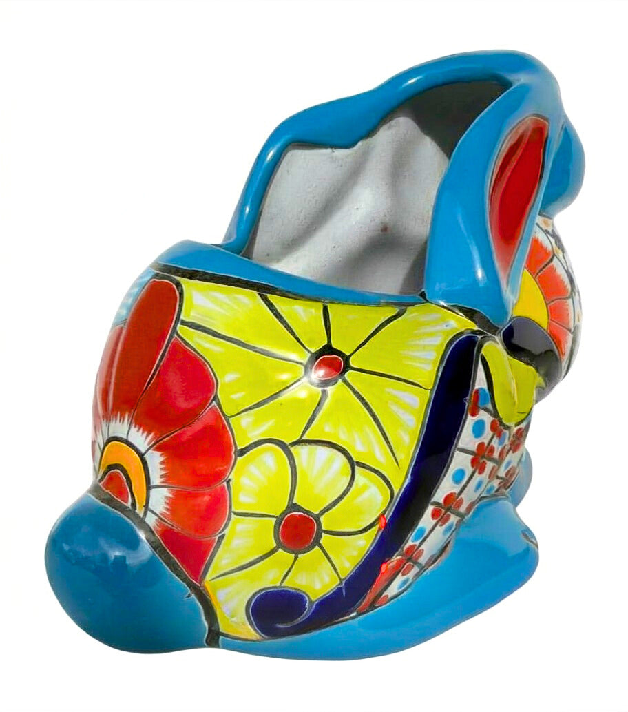 Mexican Talavera Rabbit Planter – Hand-Painted Ceramic Bunny Pot for Garden, Patio & Home Decor