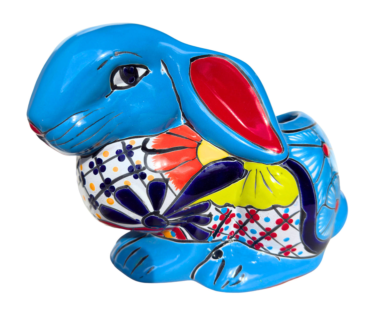 Mexican Talavera Rabbit Planter – Hand-Painted Ceramic Bunny Pot for Garden, Patio & Home Decor