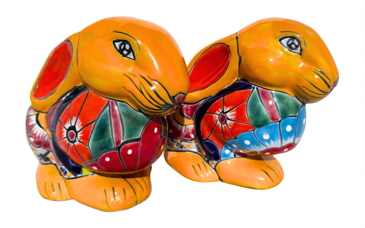 Mexican Talavera Rabbit Planter – Hand-Painted Ceramic Bunny Pot for Garden, Patio & Home Decor