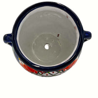 Thumbnail for Inside of Michoacano Mexican Talavera Pot - Dark Blue Trim