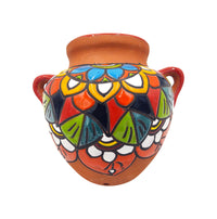 Thumbnail for Mexican Talavera Terracotta Cubanito Wall Planter Pot, Hand Painted Traditional Maceta de Pared for Home & Garden Décor - Red Trim