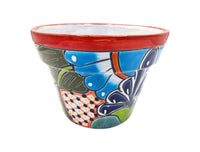 Thumbnail for Mexican Talavera Maceta De Granja Planter Pot - Hand Painted with Red Trim