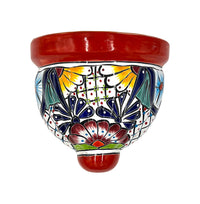 Thumbnail for Mexican Talavera Wall Planter Pot - Hand Painted Wall Planter Red Trim