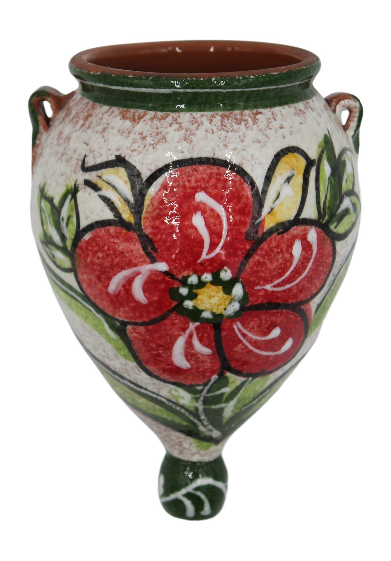 Wall Planter - Spanish Orza (Green Design) - Hand Painted in Spain