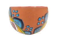 Thumbnail for Mexican Talavera Bule Terracotta Planter Pot Hand Painted - Red Trim