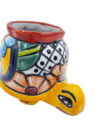 Thumbnail for Mexican Talavera Corona Turtle Planter Pot Hand Painted - Yellow Body