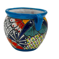 Thumbnail for Michoacano Mexican Talavera Pot - Light Blue Trim