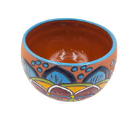 Thumbnail for Mexican Talavera Bule Terracotta Planter Pot Hand Painted - Light Blue Trim