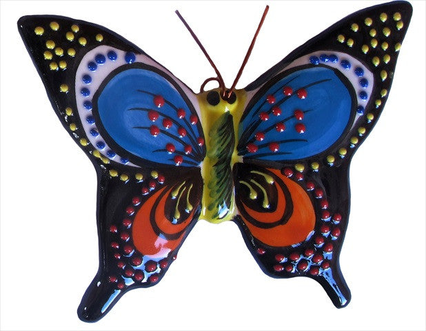 Spanish Butterflies - Set of 4 Large Ceramic Wall Hangers - Hand Painted From Spain