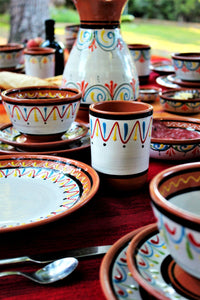 Thumbnail for Terracotta White Cups, Set of 5 - Hand Painted From Spain