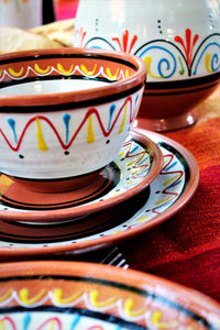 Thumbnail for Terracotta White Breakfast Bowls, Set of 5 - Hand Painted From Spain