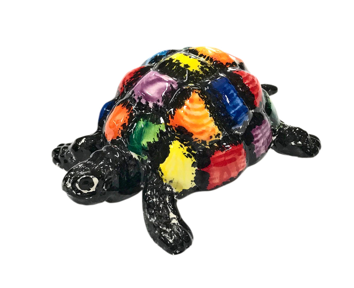 Mr. Checkers Turtle - Ceramic Turtle Hand Painted In Spain