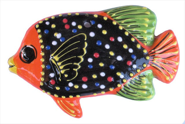Ceramic Fish Wall Hangers - Set of 3 Shapes (Black) - Hand Painted From Spain