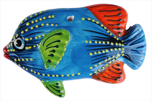 Ceramic Fish Wall Hangers - Set of 3 Shapes (Blue) - Hand Painted From Spain
