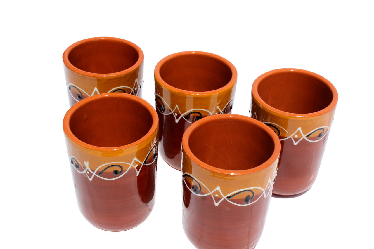 Spanish Sunset Cups, Set of 5 - Hand Painted From Spain