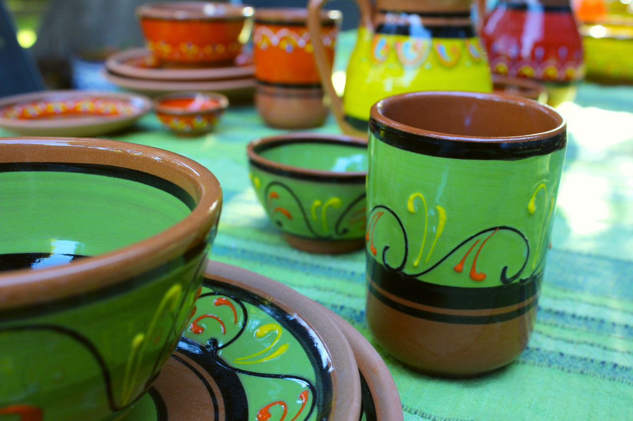 Terracotta Green - Festive Set - Hand Painted From Spain