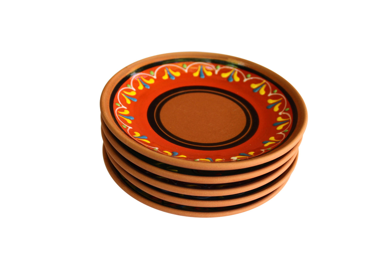Terracotta Tapa Plates Set of 5 - Hand Painted From Spain
