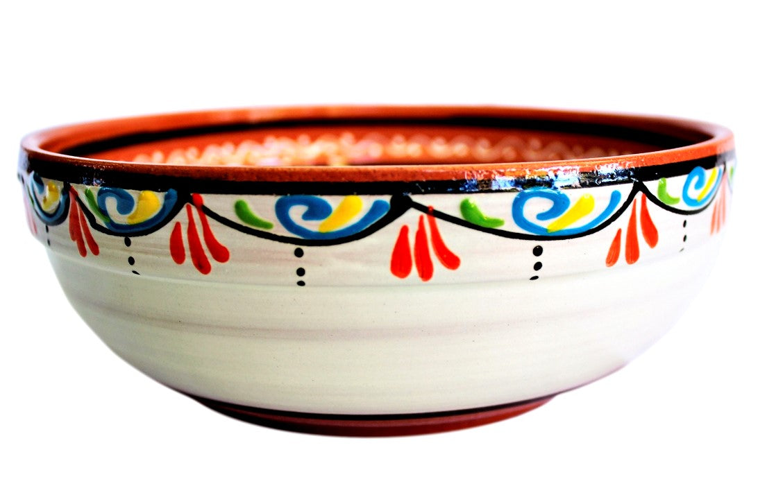 Terracotta White, Deep Serving Dish - Hand Painted From Spain