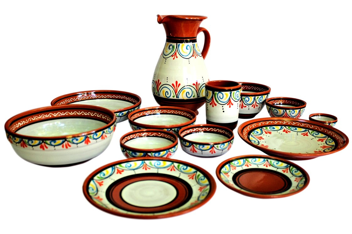 Terracotta White Salad Plates, Set of 5 - Hand Painted From Spain