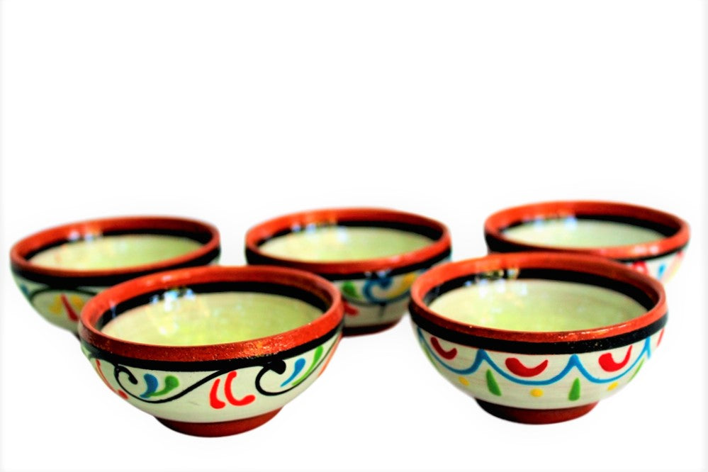 Terracotta White Mini-bowl Set of 5 - Hand Painted From Spain