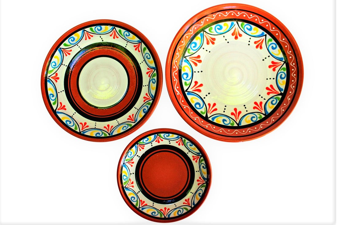 Terracotta White, Small Dinner Plates Set of 5 (European Size) - Hand Painted From Spain