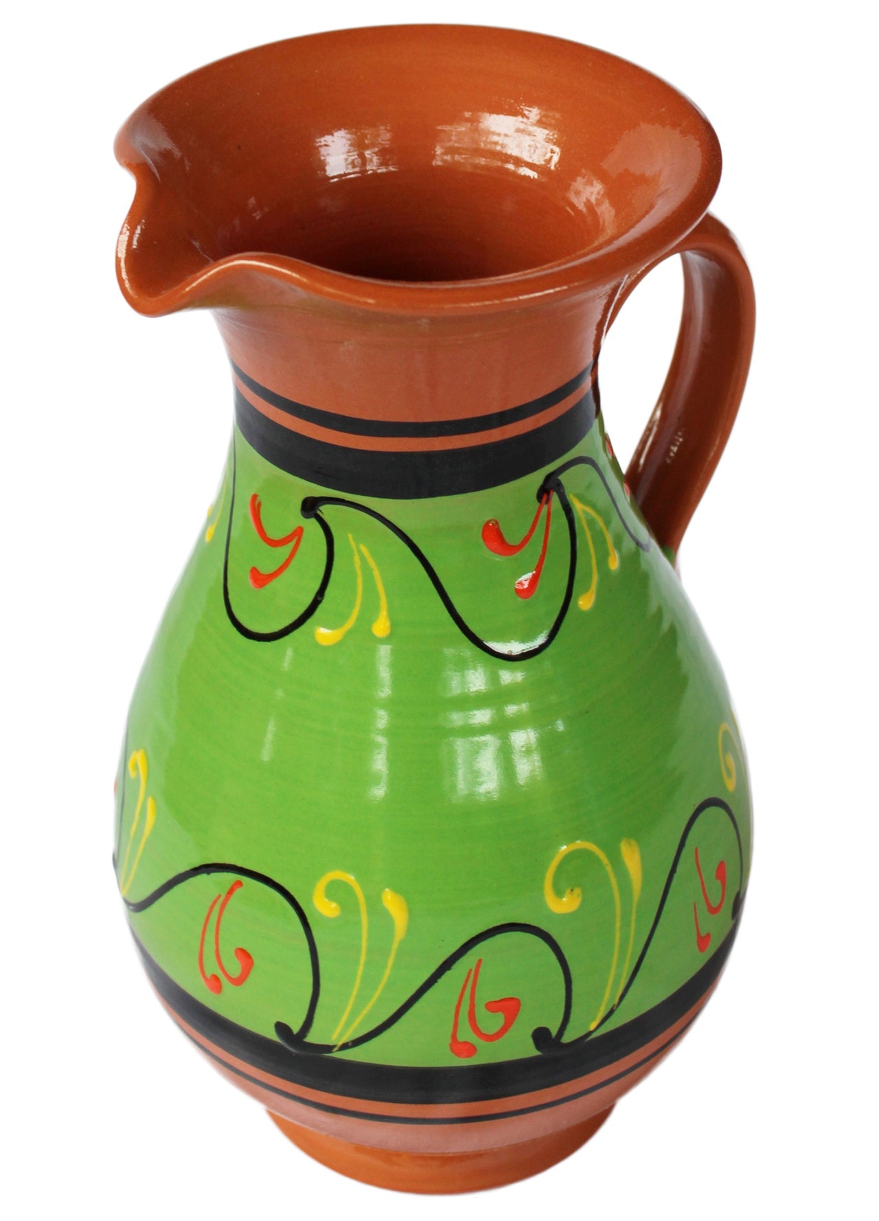 Terracotta Green, 2 Quart Pitcher - Hand Painted From Spain