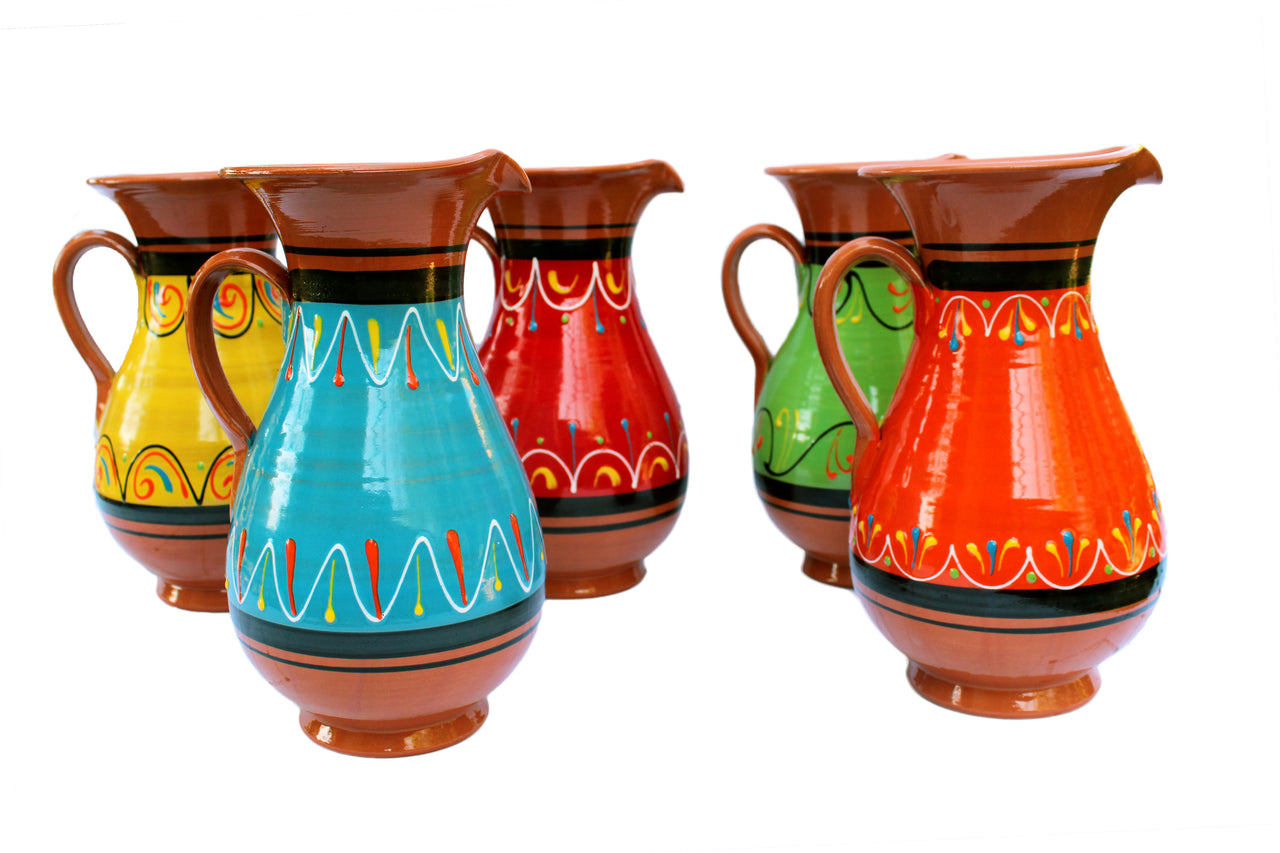Terracotta Orange, 2 Quart Pitcher - Hand Painted From Spain