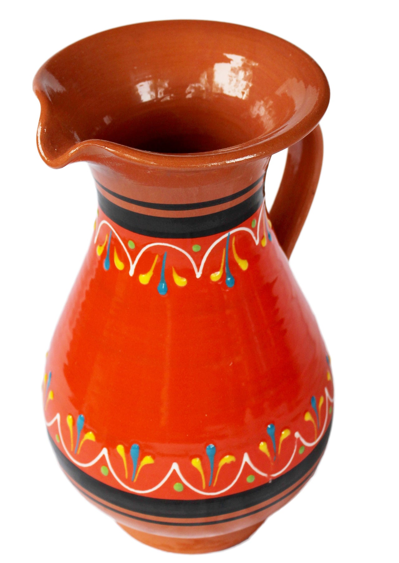 Terracotta Orange, 2 Quart Pitcher - Hand Painted From Spain