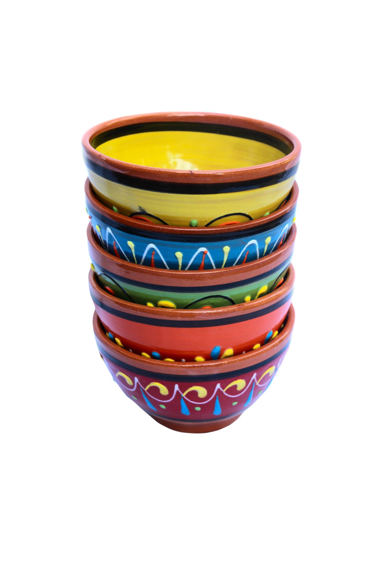 Terracotta Salsa Bowl Set of 5 - Hand Painted From Spain