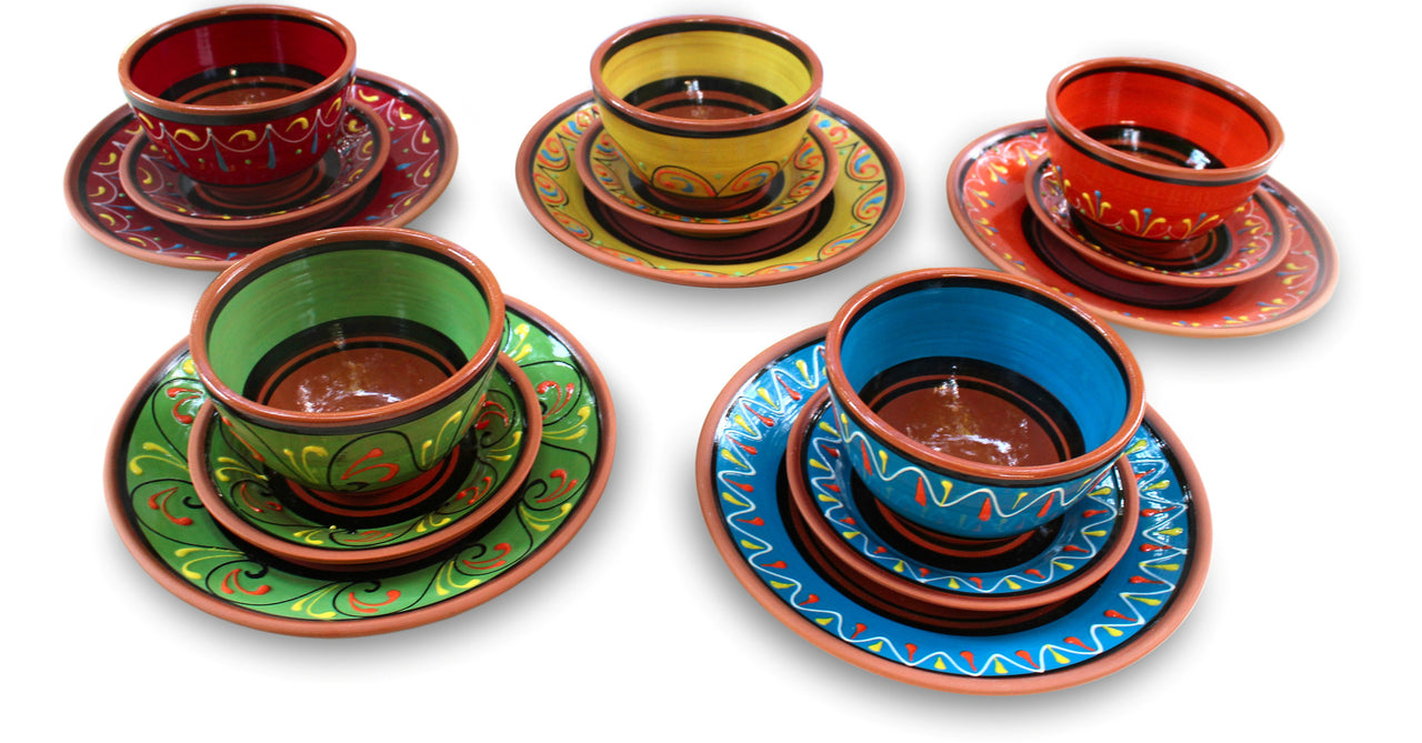 Terracotta Small Dinner Plates Set of 5 (European Size) - Hand Painted From Spain