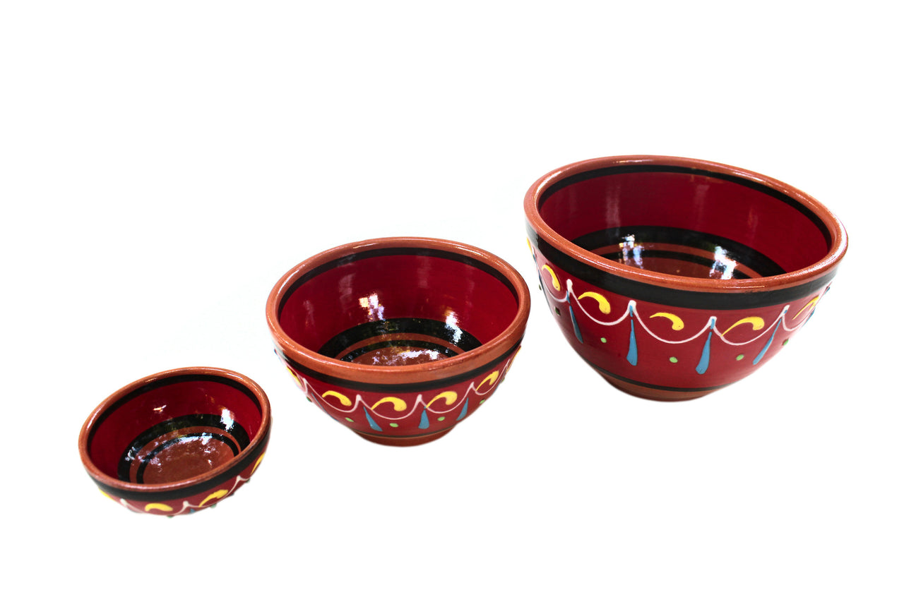 Terracotta Breakfast Bowls, Set of 5 - Hand Painted From Spain