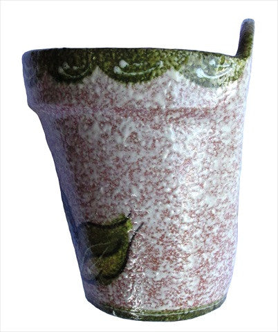 Wall Hanging Flower Pot (Green Design) - Hand Painted in Spain